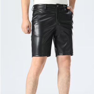 Pantalones Cortos de Cuero Sólido para Hombre, Modernos, de Cintura Alta, Transpirables, Ecológicos, Personalizables, de Alta Calidad, Diseñados para Brindar Comodidad - Product Image 1