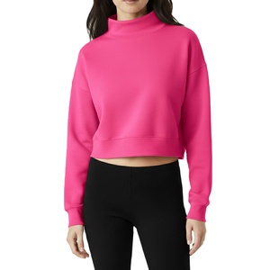 Wholesale Women Mock Neck Knitted Sweatshirt with Long Sleeves Polyester Cotton Blend Summer Season MADE BY HS 2027 - Product Image 2