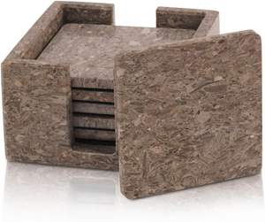 Ensemble de sous-verres carrés en marbre de luxe fabriqués à la main moderne personnalisable élégant porte-boissons en pierre pour table basse élégant décor à la maison - Product Image 3