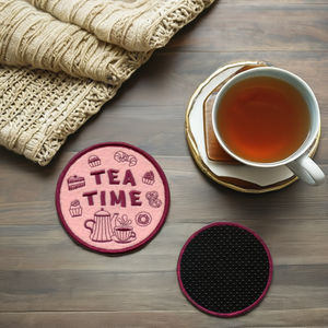 Posavasos Popular de corcho o tela de sarga, diseño bordado, almohadilla de té de fieltro - Product Image 6