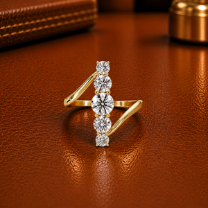 Custom 14K Gold Graduated Diamond <b>Ring</b> Round Brilliant Cut Lab Grown <b>Open</b> Bypass Engagement <b>Ring</b> Wedding <b>Ring</b> For Women's Gift - Product Image 1