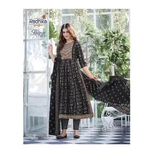 High On Demand Nayra Cut Gown Kurti Pant with Dupatta for Women Party Wear from Indian Supplier and Exporter