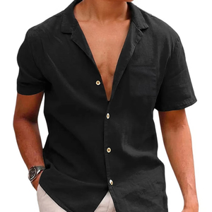 Chemises décontractées à col montant respirantes de qualité supérieure 2025 100% chemises en coton biologique personnaliser les chemises pour hommes unies élégantes - Product Image 5