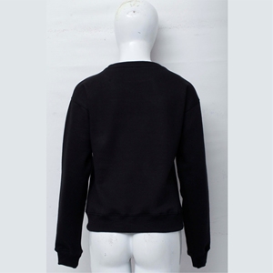 Women's <b>Black</b> <b>Crew</b> <b>Neck</b> <b>Sweatshirt</b> Regular Fit Full Sleeve Solid Color Knitted 100% Cotton Autumn Wear Breathable Wholesale - Product Image 3
