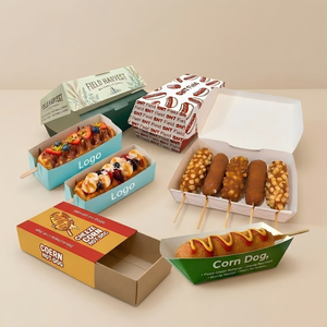 Scatola per Hot Dog Personalizzata con Logo, in Carta Kraft Anti-unto, per Asporto, Confezione per Alimenti, Corn Dog, Waffle, <span class=keywords><strong>Pizza</strong></span>, Sandwich, Scatola da Asporto OEM ODM - Product Image 1