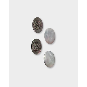 Componente de Joyería con Forma de Flor Ovalada, Madreperla Negra - Product Image 1