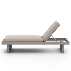 Chaise longue de jardin minimaliste en teck blanc vieilli, mobilier d'extérieur pour plage, piscine et maison - Franco - Product Image 6