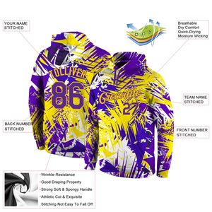 Vente en gros réussie motif Graffiti cousu personnalisé violet-or 3D sport pull sweat à capuche - Product Image 4
