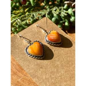 Spiny Oyster Shell Drop <b>Earrings</b> in Sterling <b>Silver</b> <b>Heart</b> Design - Product Image 2