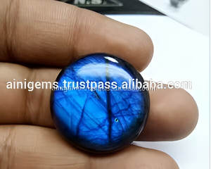 Piedra de cabujón suelta de labradorita azul brillante al por mayor, forma redonda Natural, piedra preciosa llamativa azul Welo para hacer joyas - Product Image 5
