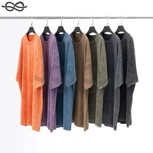 Camiseta vintage lavada con ácido de primera calidad para hombre, estampado gráfico personalizado, hombro caído de gran tamaño, camiseta pesada en blanco GSM, Retro desgastado - Product Image 6