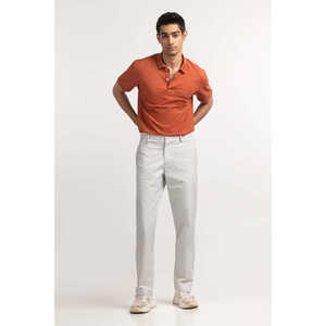 Pantalones Chinos Casuales de Negocios 100% Algodón, Cintura Media, Azul Caqui, con Decoración de Cremallera, Corte Recto MNTRCSS24007-B - Product Image 5