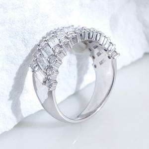 IGI Certified CVD HPHT Lab Grown <b>Emerald</b> Cut Channel Set <b>Ring</b> Sterling Silver Rose Gold Plated Eternity <b>Ring</b> for <b>Men</b> Women - Product Image 5