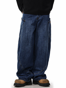 Pantalones vaqueros holgados de corte holgado para hombre, ropa de calle, pantalones vaqueros de moda informales de gran tamaño, proveedor de pantalones vaqueros holgados personalizados para hombre - Product Image 4