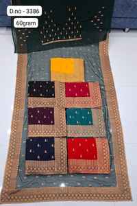 ผ้าส่าหรีหรูหรา 60 กรัม สำหรับผู้ใหญ่ พร้อมงานปักดิ้นซารีแบบซับซ้อน ประดับด้วยคริสตัลสวารอฟสกี้ และงานตัดเย็บที่ประณีต - Product Image 3