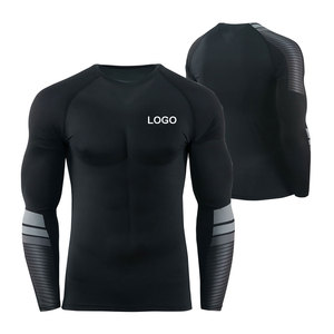 Athlétique Compression Rash Guard Hommes Body Fit Séchage Rapide À Manches Longues Haut D'entraînement Équipement D'arts Martiaux Avec Jiu Jitsu Kimono Motif - Product Image 1