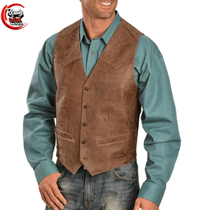 Gilet de motard en cuir de vachette personnalisé de haute qualité pour hommes avec col montant gilet d'hiver respirant décoration à boutons - Product Image 5
