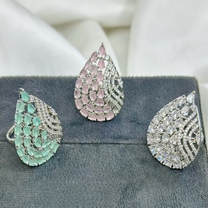 Fashionable Silver Finish Best Quality Adjustable CZ <b>Ring</b> For Function And Party Wedding Wear Collection For Women <b>Girls</b> - Product Image 1