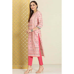 Kurta Recta Estampada Rosa para Mujer, Vestido Elegante para el Trabajo - Product Image 4