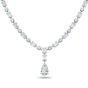 Collier en or blanc 14 carats certifié IGI avec diamants satellite multi-tailles 31,99 ct - Product Image 1