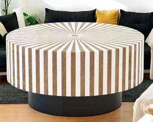 Table basse en bois de style antique avec incrustations en os, fabriquée en Inde, disponible au prix direct d'usine. - Product Image 4