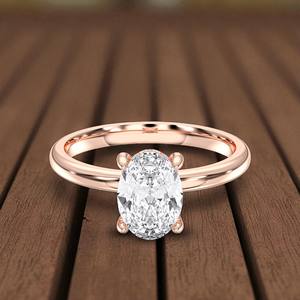 Bague de fiançailles solitaire ovale et ronde de 1.88 carats en F-G/VS Lab Grown Diamond Prong Set Fabriqué en argent pour les femmes - Product Image 2