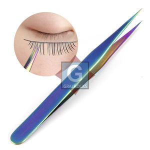 Pince à épiler pour extensions de cils en acier inoxydable de haute qualité avec une précision fine et un design durable, couleur arc-en-ciel - Product Image 3