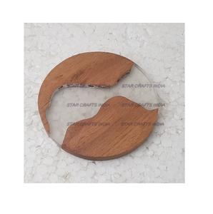 High Quality Kitchen <b>Table</b> <b>Top</b> Decorative Natural Wood & Resin Square Round <b>Epoxy</b> Resin Drink Tea Cup Best Coasters Set - Product Image 1