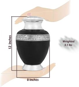 Dim Black Handcrafted Aluminum Cremation Urn <b>for</b> Adults Secure Durable Funeral Memorial <b>Ashes</b> <b>Keepsake</b> Custom Size - Product Image 5