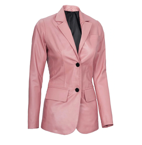 Chaqueta ajustada de cuero genuino 100% para mujer, chaqueta de negocios de alta calidad con un solo pecho, bolsillos con forro transpirable para invierno - Product Image 3