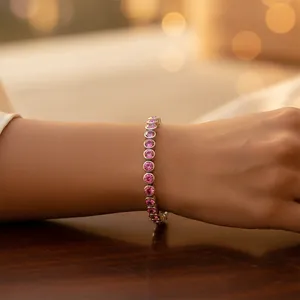 Bracelet en argent rose avec perles de grenat, d'améthyste et de quartz, plaqué or, pour un usage quotidien ou comme cadeau pour femmes - Product Image 3