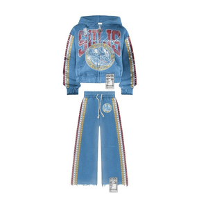 Ensemble de survêtement d'hiver pour homme tendance et personnalisé de haute qualité, sweat à capuche zippé avec poches latérales, effet délavé au soleil, 100% coton, écologique - Product Image 4