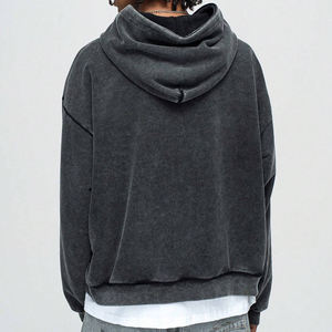 Sudadera con capucha Vintage con estampado de pantalla personalizado de alta calidad para hombre de tendencia con cordón y hombro caído, Sudadera corta lavada Vintage para hombre - Product Image 2