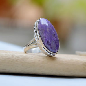 Oval Cab Purple Sugilite Gemstone 925 Sterling Silver Statement <b>Ring</b> High Quality Natural Gemstone Jewelry for Spiritual Healing - Product Image 2