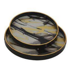 Lot de 2 plateaux de table classiques élégants pour la cuisine des hôtels Plateaux de service pour les repas du Ramadan Plateaux de service pour dattes et collations - Product Image 5