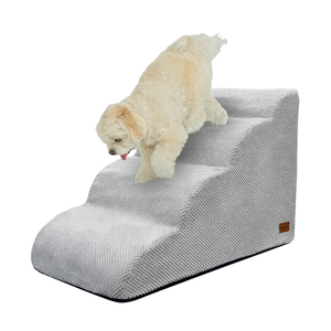 [AllmioPet] Escaleras para Mascotas de 4 Peldaños de Tela Cloud, Color Gris AMP 4 GR, Escalones Interiores para Perros y Gatos para Sofá y Cama, Fácil de Subir y con Soporte para las Articulaciones - Product Image 1