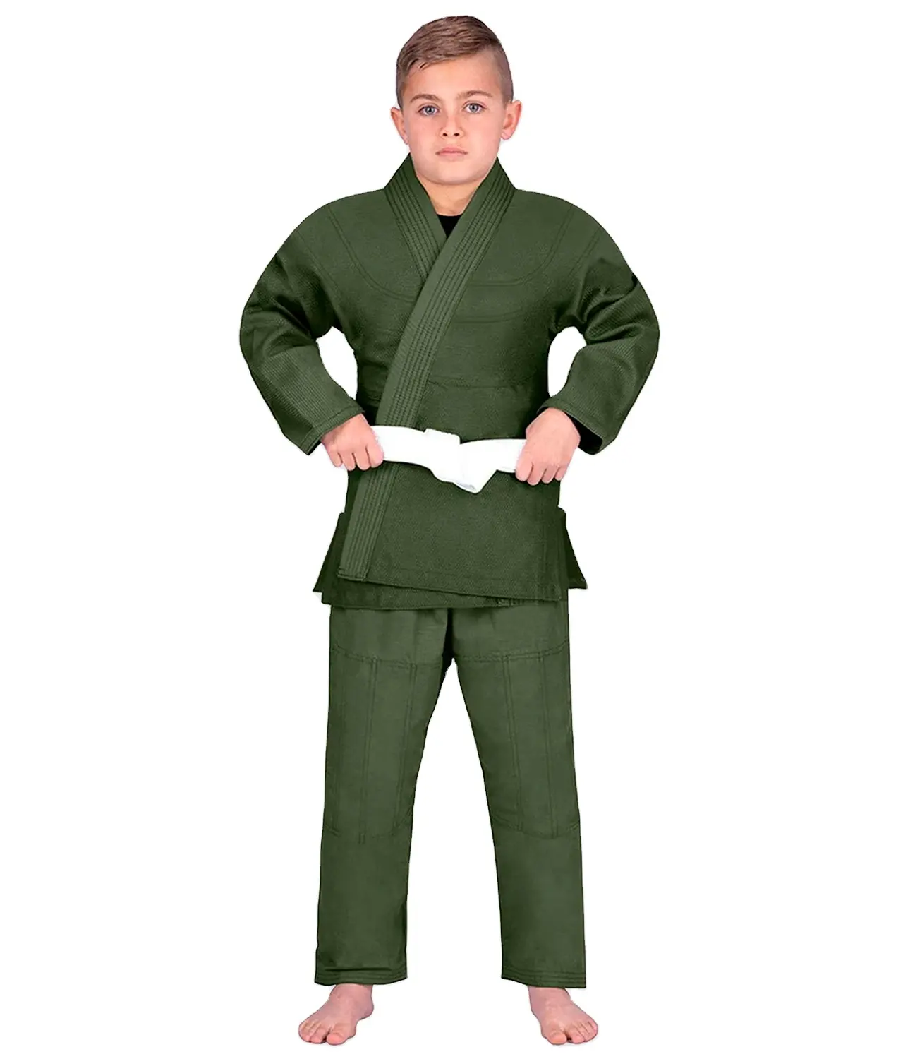 Wholesale Best Quality Men Women And Kids Dark Green Cotton Karate Uniform Set For Sale By SPORTAR INT In Bulk