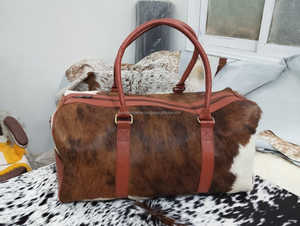 Sac de voyage en cuir véritable pour homme, sac de week-end de luxe en cuir de vachette, organisateur léger grande capacité - Product Image 4