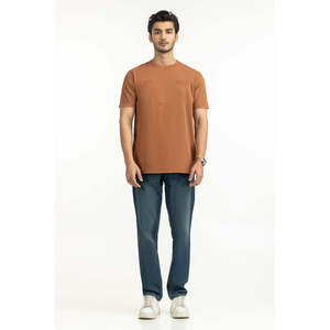 Camiseta de Algodón y Fibra de Bambú para Hombre, Corte Regular, 300 g/m², Ligera, Cuello Redondo, Manga Corta, Tejido Jersey Lavado, Teñido, Estilo Deportivo - Product Image 5