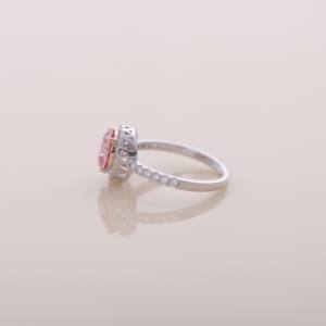 IGI Certified Pink Round Lab Grown Diamond Halo Engagement & Wedding Ring in <b>Solid</b> 925 Sterling <b>Silver</b> - Product Image 2
