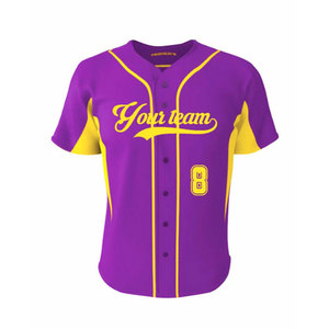 Camiseta de béisbol de sublimación de poliéster hecha a medida uniforme estilo más nuevo medias mangas secado rápido botón completo transpirable de talla grande - Product Image 5