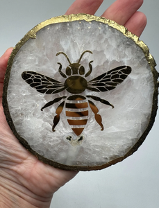 Posavasos de ágata blanca auténticos hechos a mano al por mayor con baño de oro Belleza natural Comprar al por mayor - Product Image 5