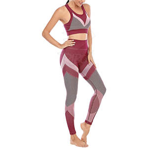 Ensemble de yoga pour femmes vêtements de fitness respirants sans couture avec logo avant à motif solide-pour les entraînements de yoga et de gymnastique - Product Image 1