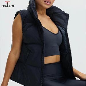 Chaqueta de invierno de lana de alta calidad personalizada para mujer, ropa exterior sin mangas acolchada de cuello alto impermeable de algodón transpirable - Product Image 3