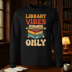 T-shirt à manches longues avec motif 'Library Vibes' - 'Borrow Books Readers' - Pour les amoureux des livres - Produit promotionnel - Product Image 3