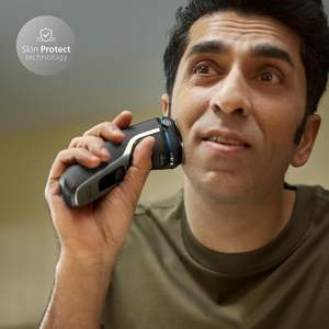 Afeitadora Eléctrica para Hombre con Tecnología de Protección de la Piel, Recortadora de Barba Extraíble Húmeda/Seca, Inalámbrica, Impermeable IPX7, con Estuche de Viaje Alemán - Product Image 1