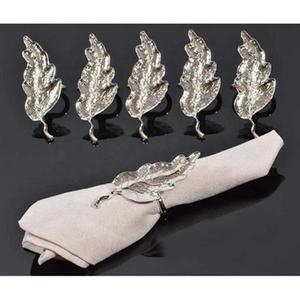 Unique Metal Embossed Silver Leaves design Elegant Decoration napkin <b>ring</b> high quality royal Silver napkin <b>ring</b> - Product Image 2