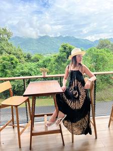 2025 vacances bohème cravate teinture 100% rayonne tissu dames dos nu plage décontracté dames robes longue Maxi robe - Product Image 2