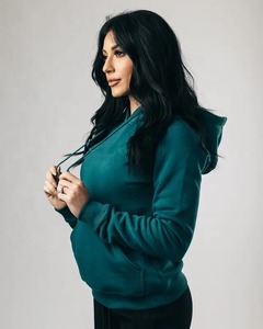 Algodón de las mujeres de moda de baja elasticidad Casual Deportes Zip Hoodie Prenda para las mujeres clásicas - Product Image 2