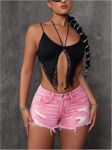 กางเกงยีนส์ขาสั้นทรงหลวมเอวสูงของผู้หญิงทันสมัยสำหรับชุดลำลองฤดูร้อนผ้ายืดนุ่มทันสมัย - Product Image 3